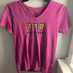 Life is good t shirt with dog design